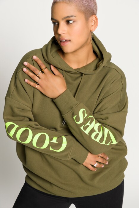 Hoodie, oversized, Neon Ärmel-Statement, Kapuze
