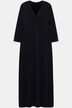 Vestido midi, estampado de lunares, cuello de túnica, manga 3/4
