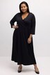 Vestido midi, estampado de lunares, cuello de túnica, manga 3/4