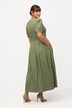 Robe midi, Imitation jean, col rond, manches courtes bouffantes, Tencel