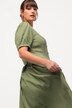 Robe midi, Imitation jean, col rond, manches courtes bouffantes, Tencel