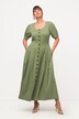 Robe midi, Imitation jean, col rond, manches courtes bouffantes, Tencel
