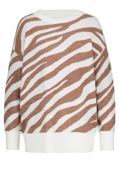 Svetr, oversize, zebra vzor, kulatý výstřih, dlouhé rukávy