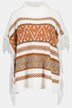 Poncho oversize, motif ethnique, franges