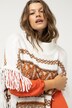 Poncho oversize, motif ethnique, franges