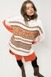 Poncho oversize, motif ethnique, franges
