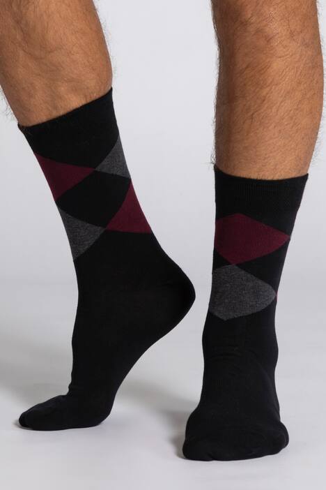 Socken, 2er-Pack, Rauten-Muster, Komfort-Bündchen