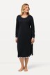 Camicia da notte dal taglio oversize con pizzo, scollo rotondo e maniche lunghe