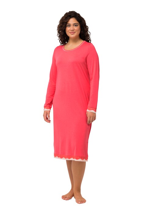 Noční košile, krajka, oversize, kulatý výstřih, dlouhé rukávy