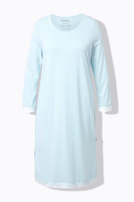 Camicia da notte dal taglio oversize con pizzo, scollo rotondo e maniche lunghe