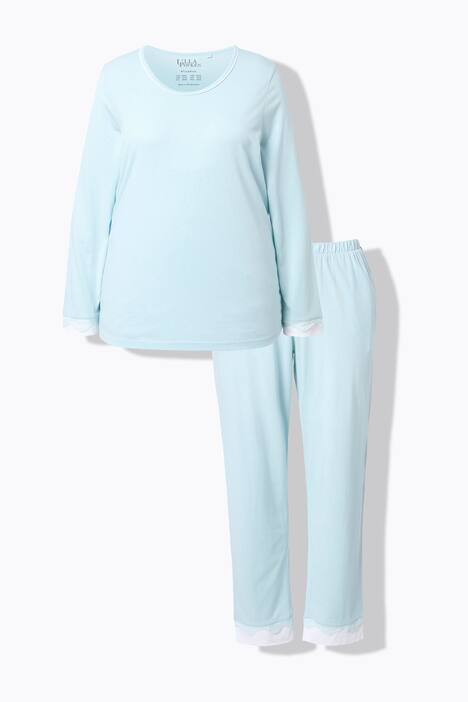 Pyjama, kant, ronde hals, lange mouwen