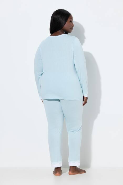 Pyjama, kant, ronde hals, lange mouwen