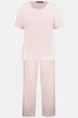 Pyjama, col tunisien, passepoil en satin, manches 3/4