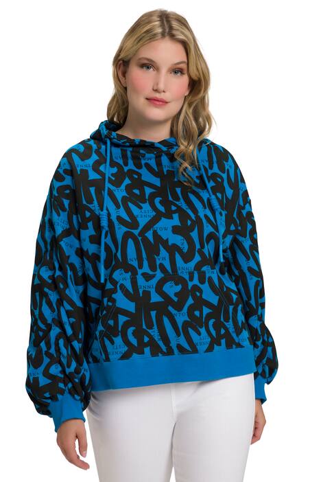 Mikina, nápis, oversize, stojáček, dlouhé rukávy