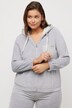 Loungewear-Jakke, velourfløjl, sweathætte