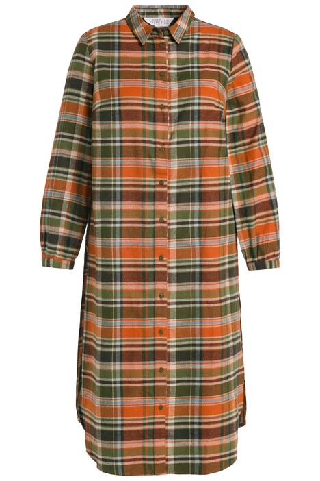 Dlouhá halenka, flanel, kostkovaný vzor, límeček, dlouhé rukávy