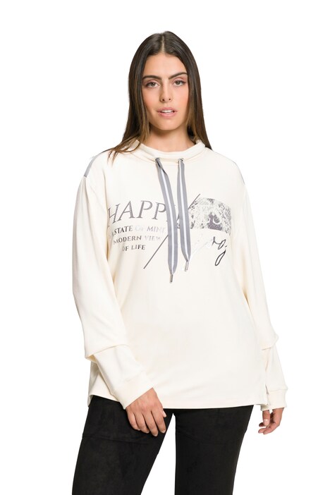 Mikina, Happiness, oversize, kulatý výstřih, dlouhé rukávy