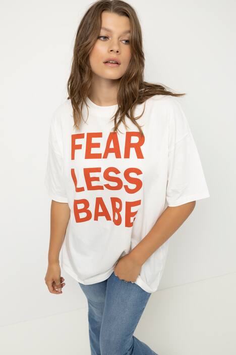 T-Shirt, oversized, Statement, Rundhals, Halbarm