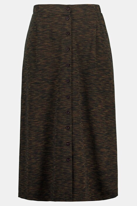 Button Front Ponte Stretch Knit Skirt