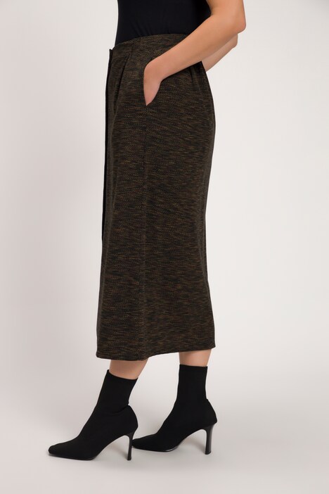Button Front Ponte Stretch Knit Skirt