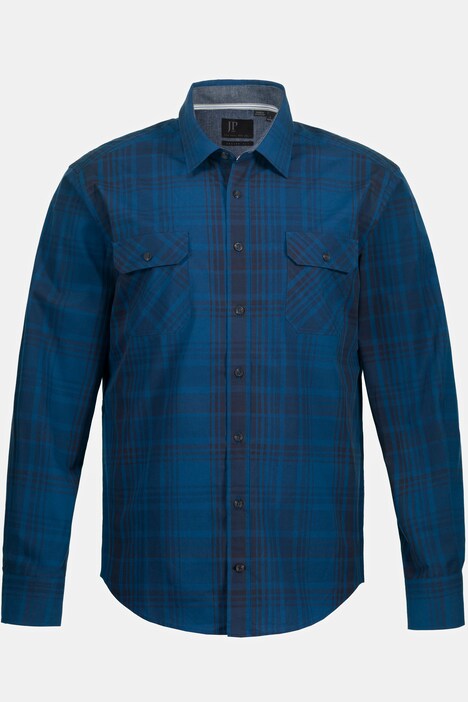 geruit overhemd, lanbge mouwen, kentkraag, modern fit