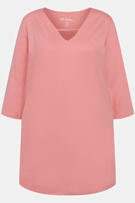 Round Keyhole Neckline Curved Hem Swing Knit Tunic