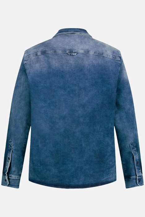 Camicia di jeans da indossare sopra altri indumenti con maniche lunghe e colletto ad apertura inglese, fino alla tg. 8XL