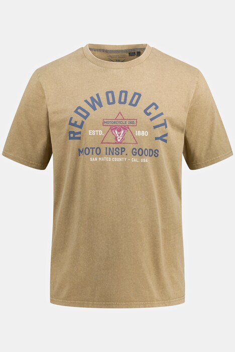 T-Shirt, Halbarm, acid washed, Print, Rundhals