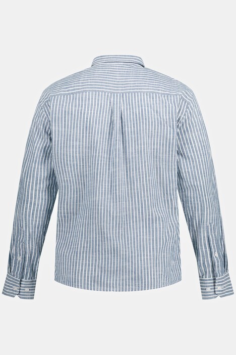 Chemise, manches longues, toile de lin, mini col boutonné, coupe Modern Fit, jusqu'au 8 XL