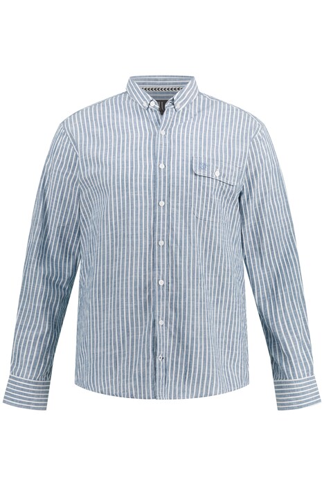 Košile, dlouhé rukávy, lněný vzhled, stojáček, Modern střih, do 8XL
