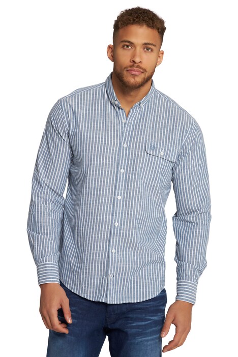 Košile, dlouhé rukávy, lněný vzhled, stojáček, Modern střih, do 8XL