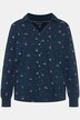 Jersey-bluse, broderi, elastisk søm, skjortekrave, langærmet