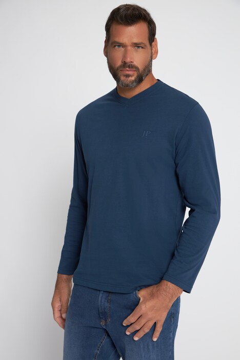 T-shirt, lange mouwen, V-hals, t/m 8XL