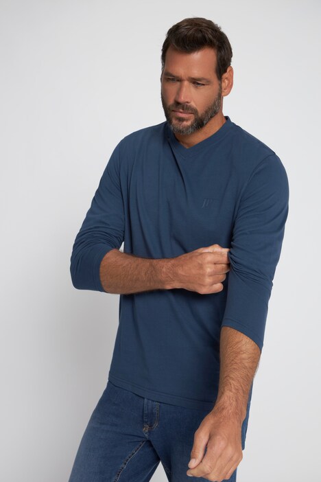 T-shirt, lange mouwen, V-hals, t/m 8XL