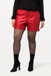 Shorts, imitert skinn vide ben, komfortlinning