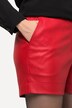 Shorts, imitert skinn vide ben, komfortlinning