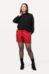 Shorts, imitert skinn vide ben, komfortlinning