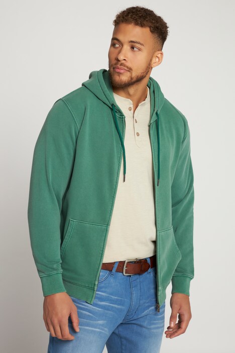 hoodie-jas, acid washed, capuchon, zipper