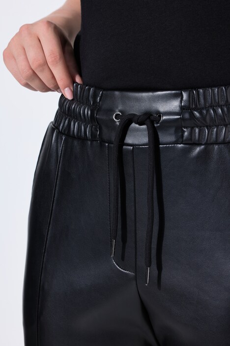 Pantalón 7/8, aspecto de cuero, ribetes, cintura elástica