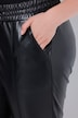 Pantalón 7/8, aspecto de cuero, ribetes, cintura elástica