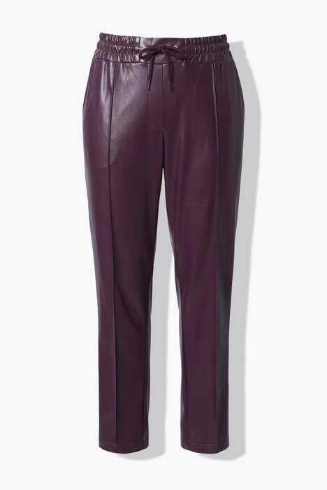 7/8-broek, leerlook, plooien, elastische tailleband