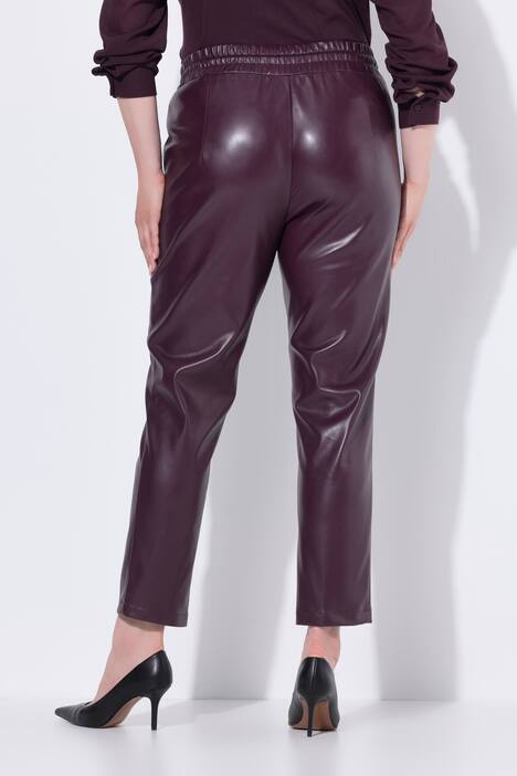 7/8-broek, leerlook, plooien, elastische tailleband