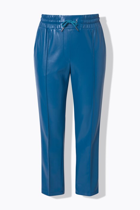 Pantalon 7/8 en similicuir. Passepoils et taille élastique