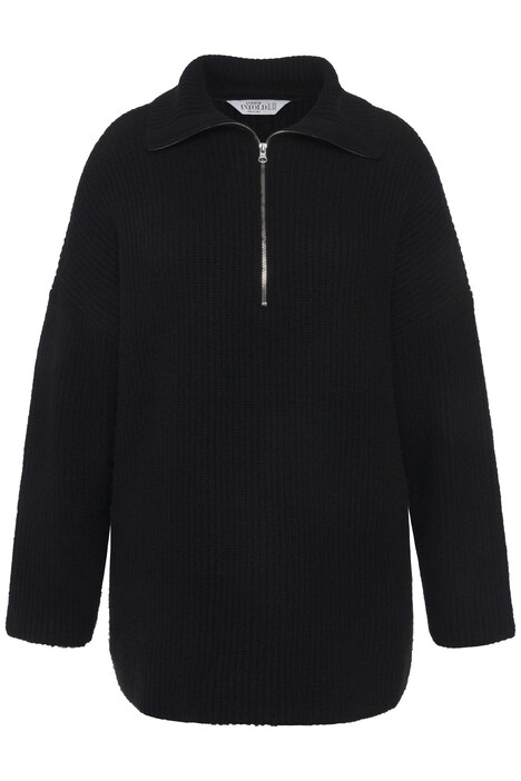 Troyer, oversize, žebrovaný úplet, dlouhé rukávy, zip