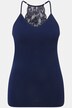 Canottiera aderente con pizzo, spalline incrociate sul retro e scollo a V