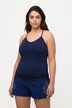 Canottiera aderente con pizzo, spalline incrociate sul retro e scollo a V