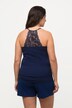 Canottiera aderente con pizzo, spalline incrociate sul retro e scollo a V