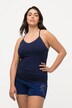 Canottiera aderente con pizzo, spalline incrociate sul retro e scollo a V