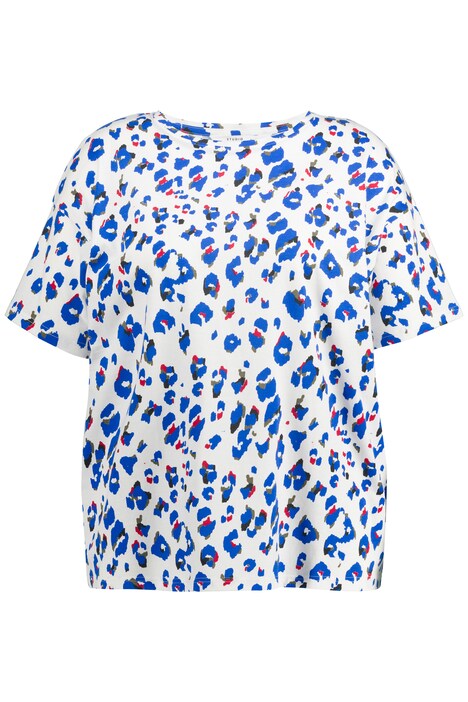Tričko, oversize, kulatý výstřih, krátké rukávy, leopardí potisk