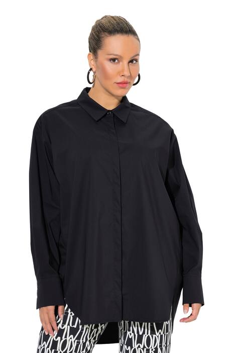 Košilová halenka, perleťové knoflíky, oversize, límeček, dlouhé rukávy